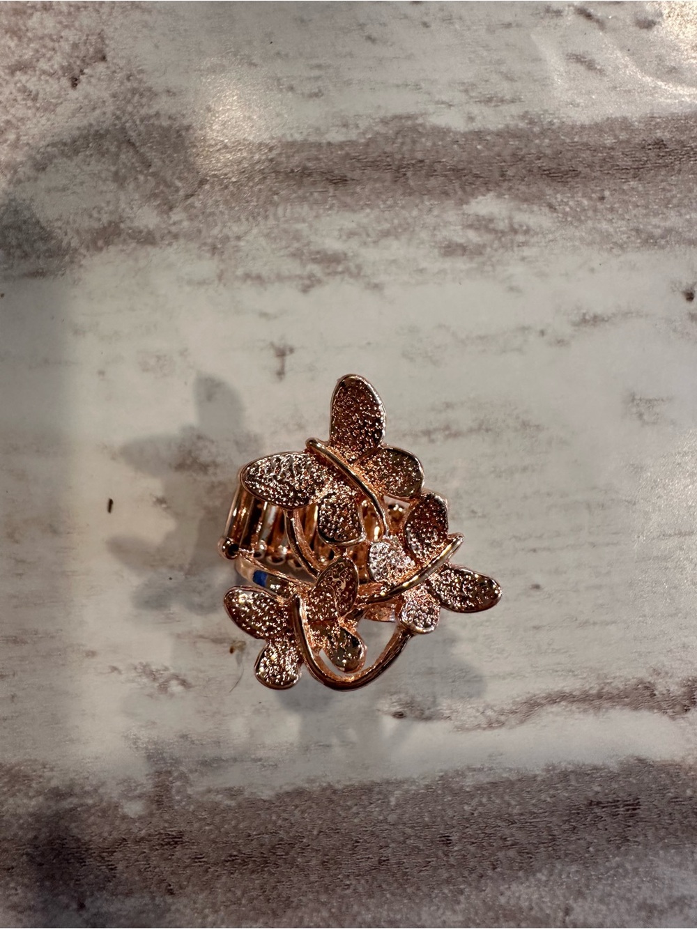 paparazzi Rose Gold Butterfly Cluster Statement Ring
